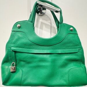 Furla Vibrant Green Large Leather Shoulder Bag Padlock with dustbag